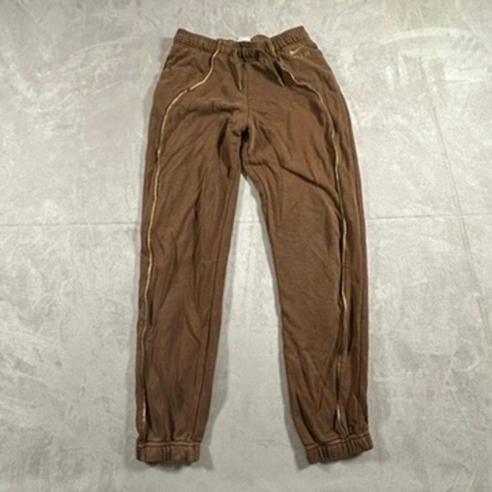 Nike Air Joggers Womens Gold Zipper Detail Small Brown